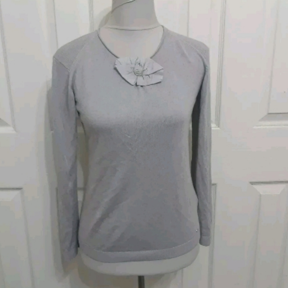 Chloe Taupe Rosette Embellished Knit Top